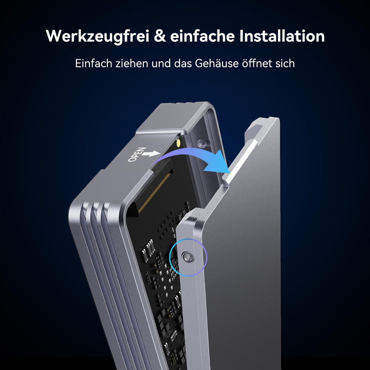 M.2 NVMe SSD Gehäuse 40 Gbps USB4 Aluminium für PCIe 2280 - Bild 5