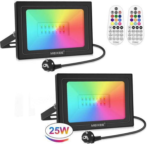 RGB Flutlicht 25W mit Fernbedienung 10 Farben IP66 In- & Outdoor