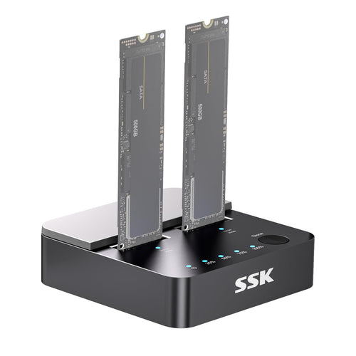 M.2 SSD Dockingstation Dual Bay NVMe & SATA 10Gbps mit Klonfunktion