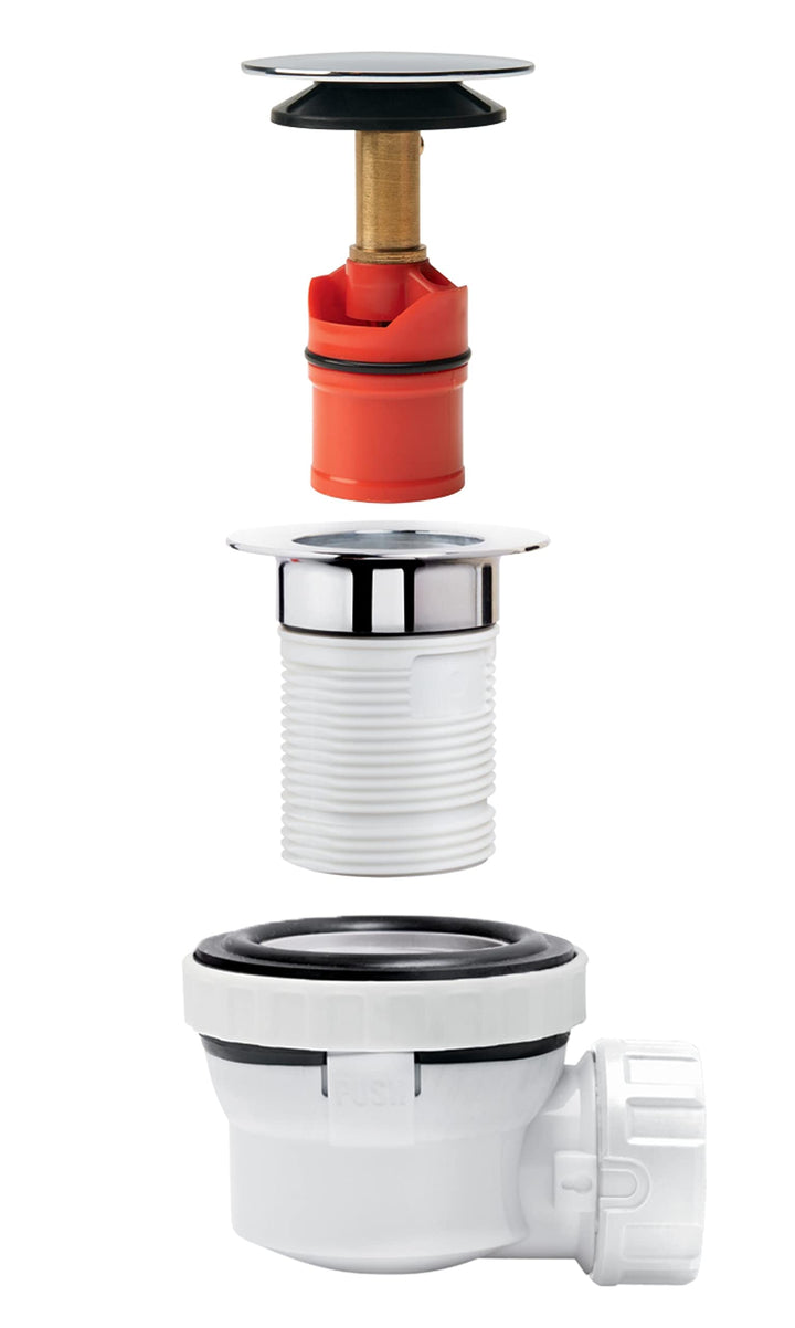 Waschbecken Siphon-Set ultrakompakt 6,7 cm verchromt mit Ablaufgarnitur - Bild 3