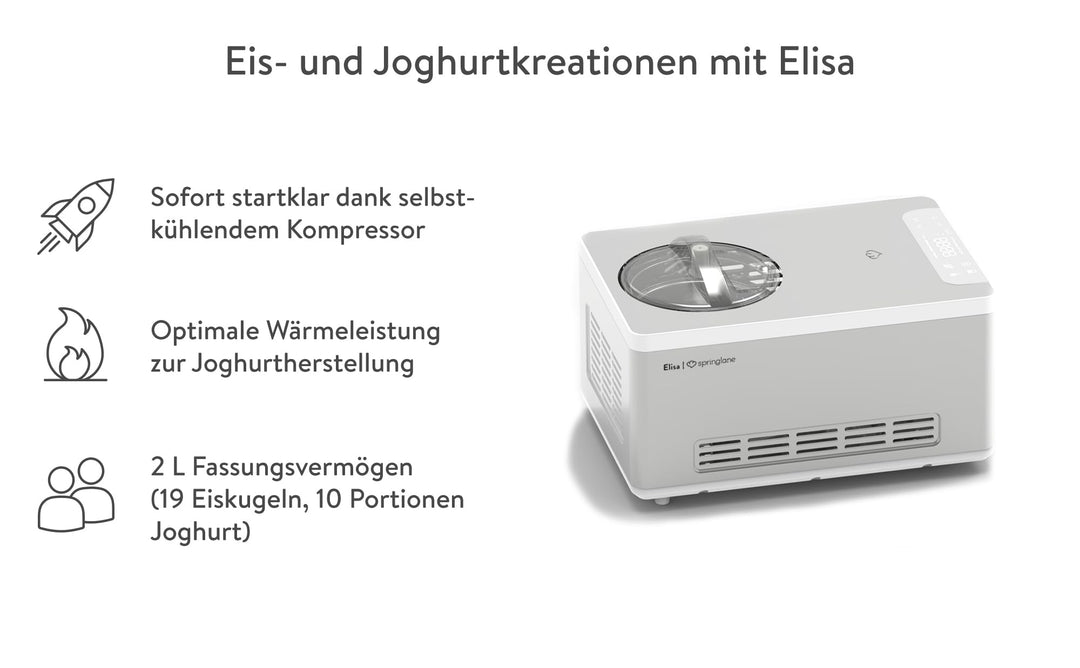 Eismaschine &amp; Joghurtbereiter 2 L mit Kompressor Edelstahl 220 W - Bild 2