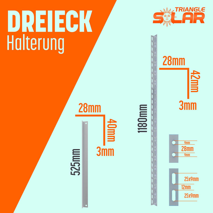Solarmodul Halterung Aluminium 1180mm 0-90° für 2 Panels Flachdach - Bild 4