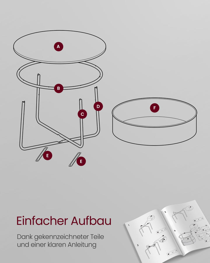 Couchtisch rund mit Stoffkorb 57,7 L Stahlrahmen Wohnzimmer - Bild 6