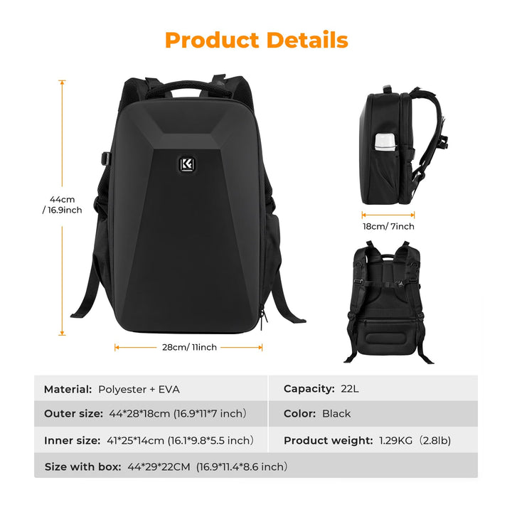 Kamerarucksack Hartschale 22L DSLR Laptop 15,6" Fotorucksack - Bild 7
