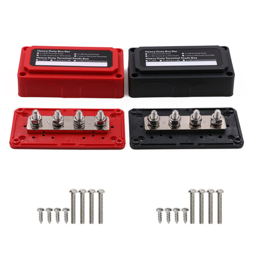 Sammelschiene 12V-48V 300A mit 4x M8 Anschlüssen Rot & Schwarz