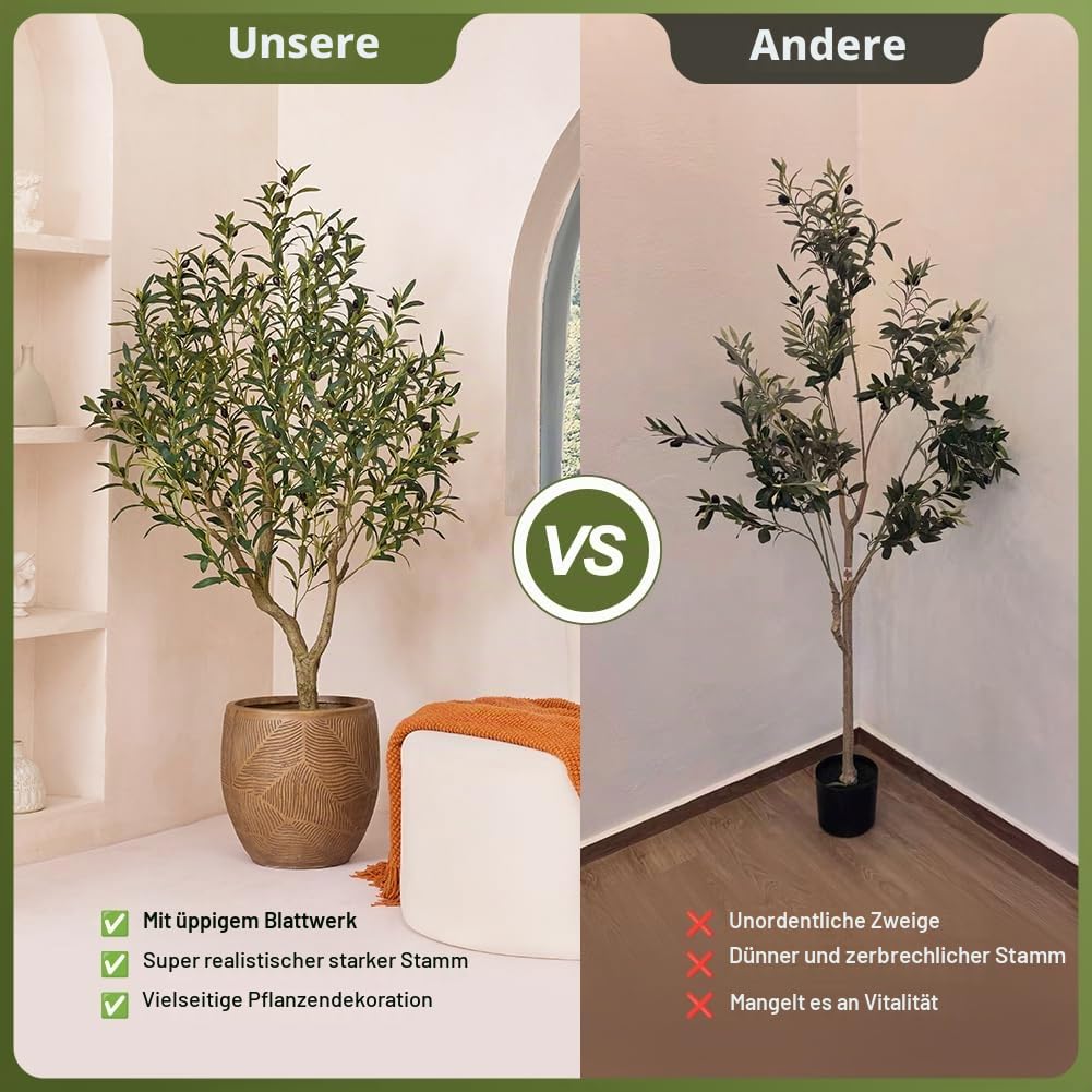Künstlicher Olivenbaum 150 cm UV-beständig für Innen &amp; Aussen - Bild 4