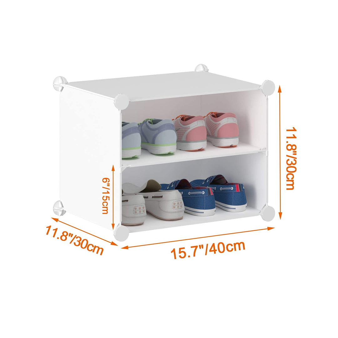 Schuhregal 7 Ebenen für 42 Paar Schuhe Weiss Kunststoff-Metall - Bild 7