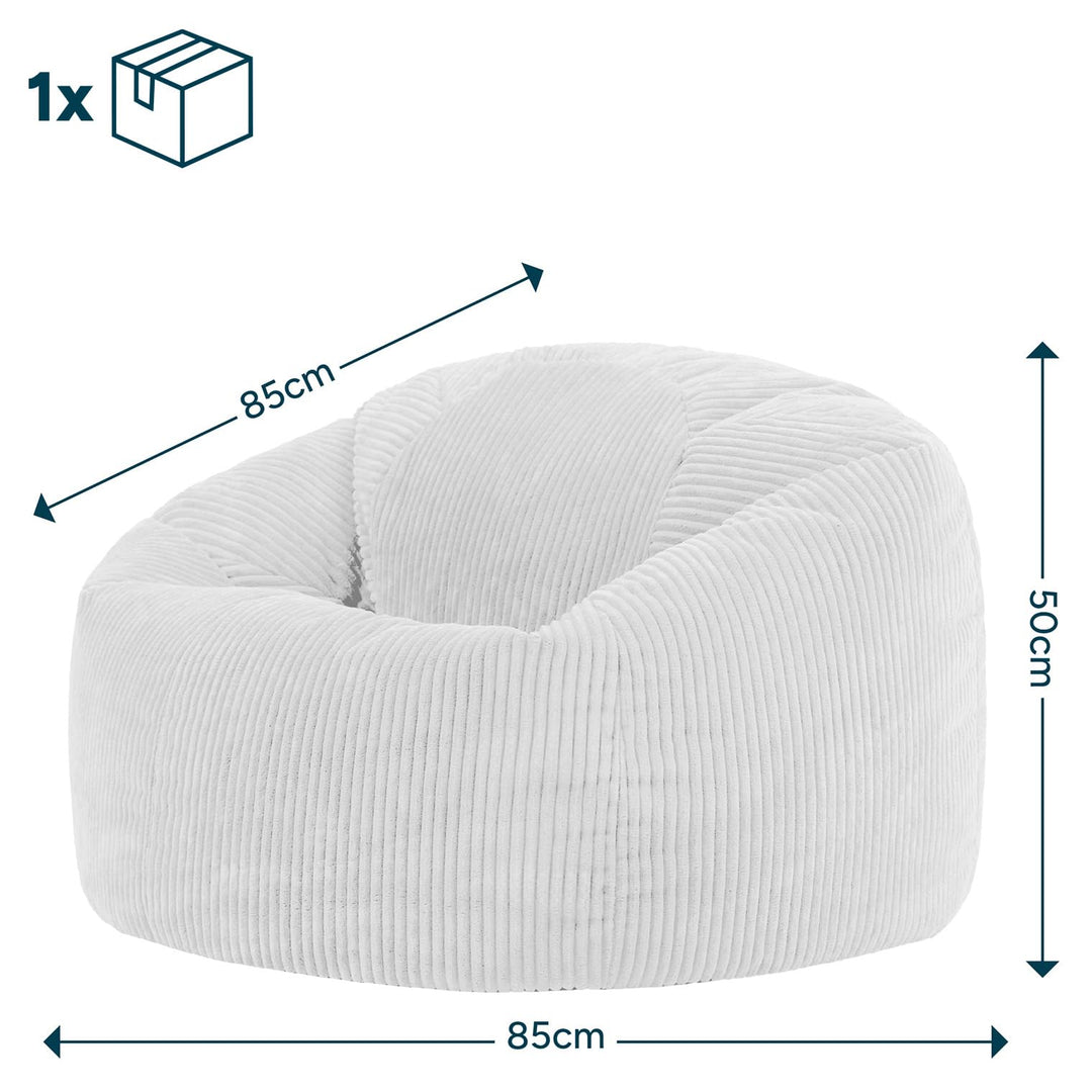 Sitzsack Cord mit Füllung 85x85x50 cm für Erwachsene, Beige - Bild 7