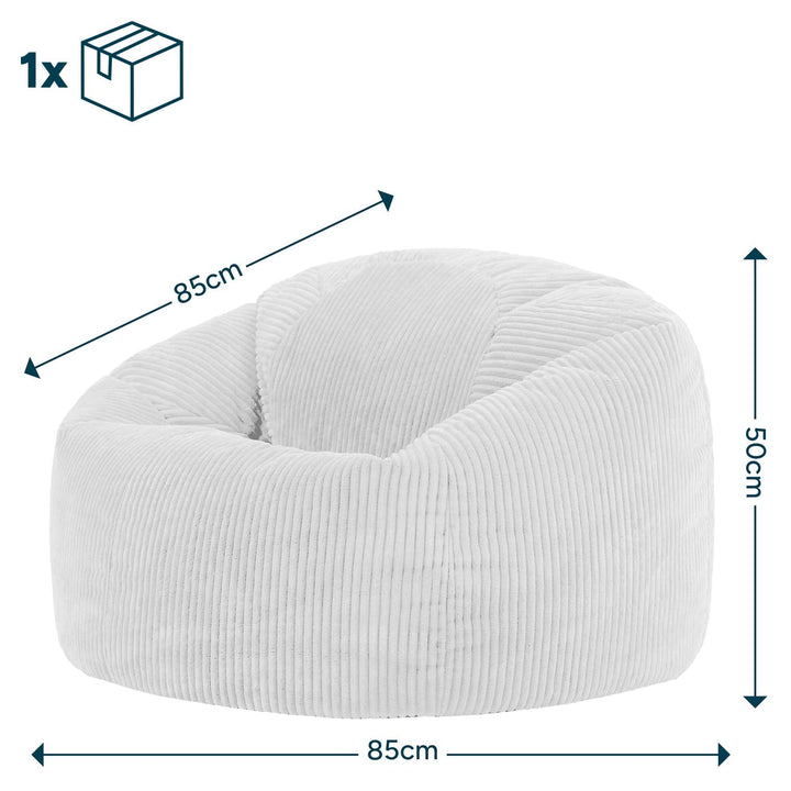 Sitzsack Cord mit Füllung 85x85x50 cm für Erwachsene, Beige - Bild 7