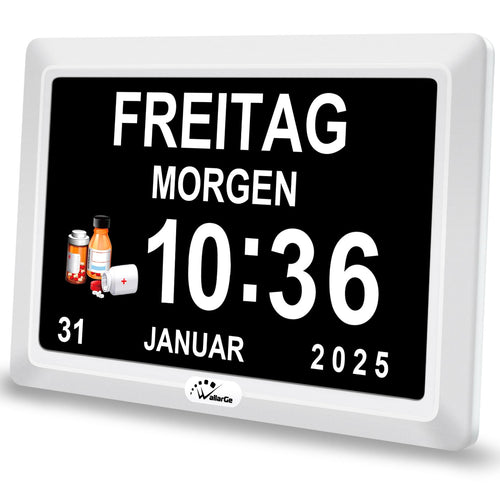 Digitale Seniorenuhr 7 Zoll HD-Display mit 20 Alarmen und Kalender