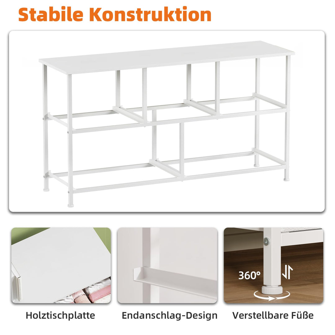 Kommode 5 Stoffschubladen weiss 100 cm breit Schlafzimmer