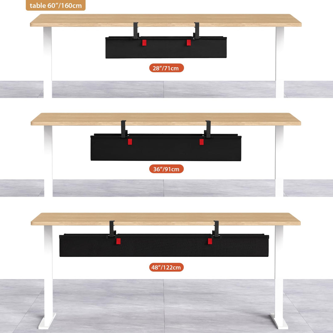 Kabelkanal Schreibtisch 120 cm Ohne Bohren Oxford-Stoff Schwarz - Bild 8