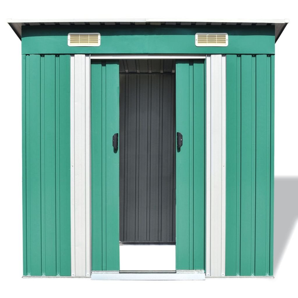 Gerätehaus Metall Stahl 190x124x181 cm mit Schiebetüren Grün - Bild 6