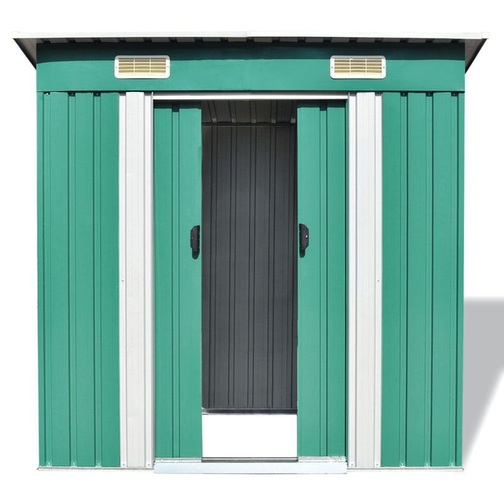Gerätehaus Metall Stahl 190x124x181 cm mit Schiebetüren Grün - Bild 6