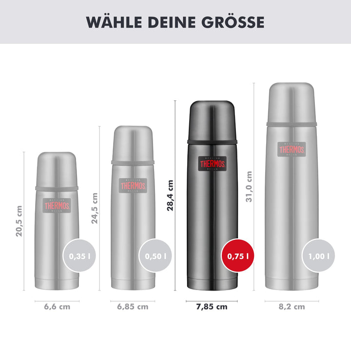 Thermosflasche 500ml Edelstahl 12h heiss mit Trinkbecher Stone Grey - Bild 5