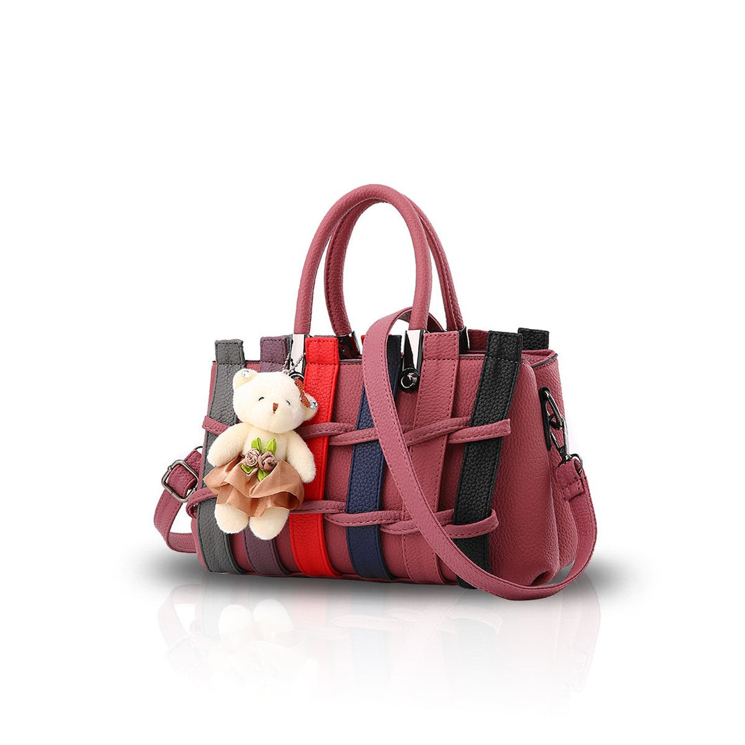 Handtasche Damen PU-Leder Umhängetasche Zweifarbig 27x17x27 cm