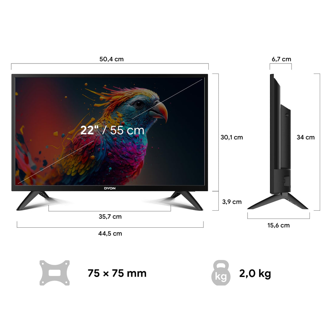 Fernseher 22 Zoll Full HD Triple Tuner HDMI USB für Küche Camping - Bild 2