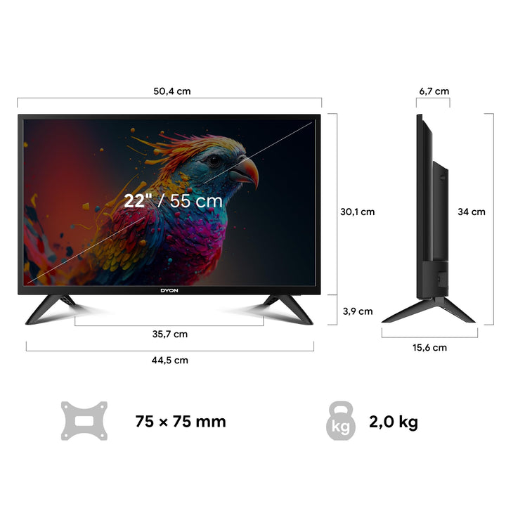 Fernseher 22 Zoll Full HD Triple Tuner HDMI USB für Küche Camping - Bild 2