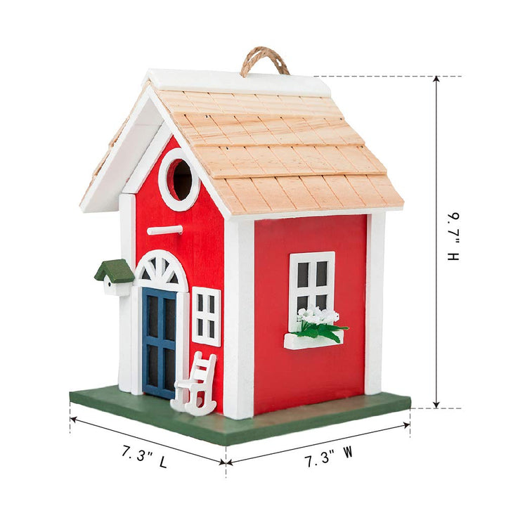 Vogelhaus Holz hängend rot 18,5x18,5x24,6 cm für Garten - Bild 7
