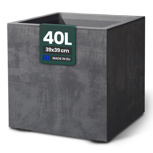 Pflanzkasten Kunststoff Naturstein-Optik 40 L doppelwandig Anthrazit