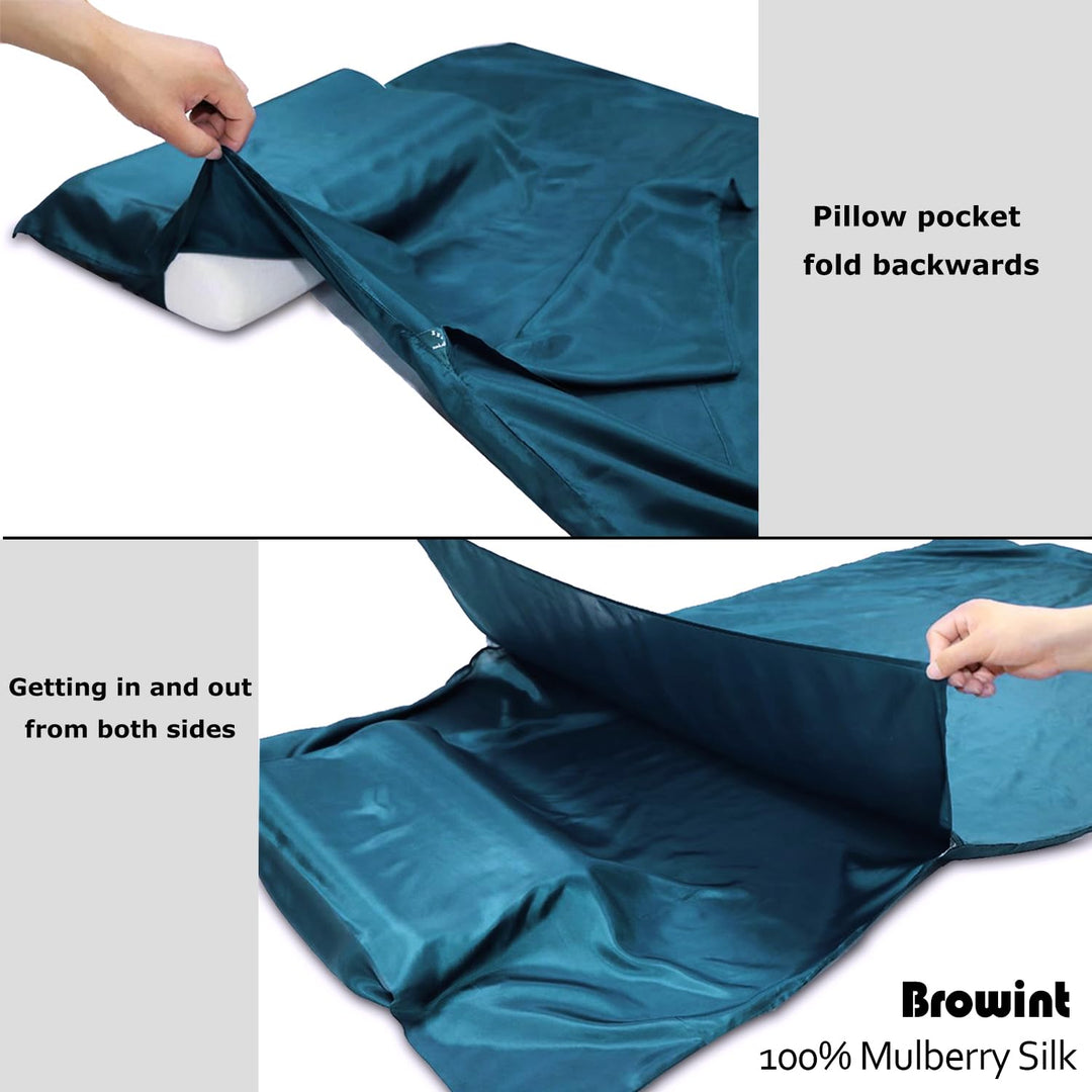 Seidenschlafsack Inlett 100% Naturseide extrabreit 220x110cm Reise - Bild 4