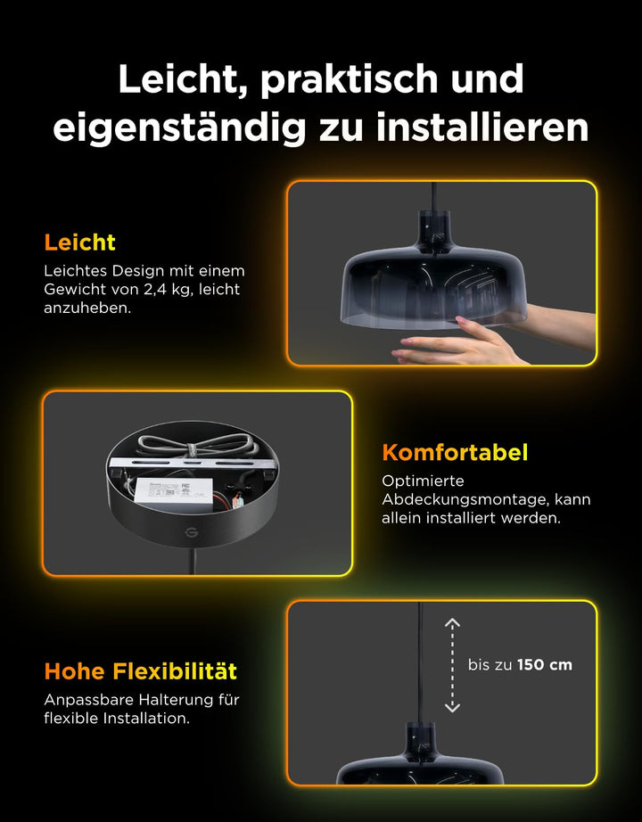 Pendelleuchte Smart RGBIC 3-Ring Esstisch 16 Mio. Farben - Bild 8