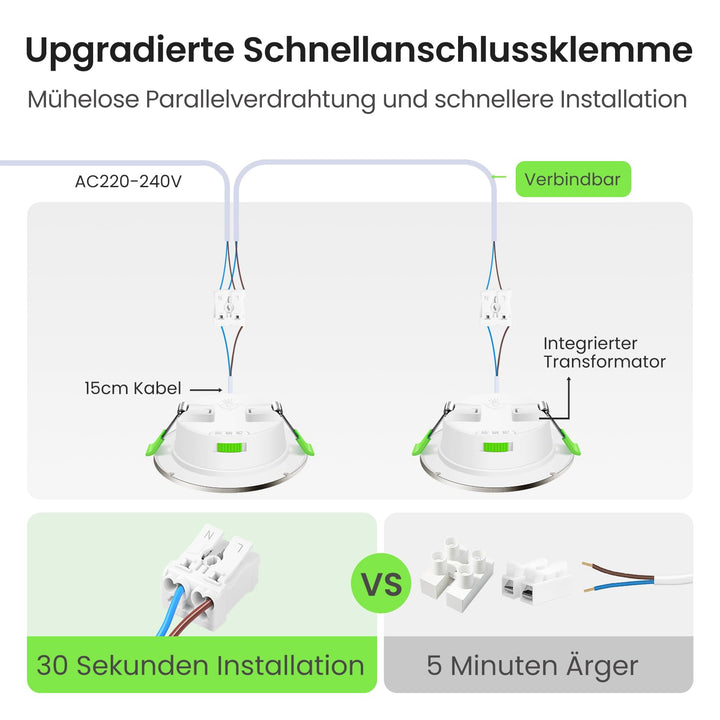 LED Einbaustrahler dimmbar 12er-Set 3CCT IP44 Ø55-68mm Deckenspot - Bild 6