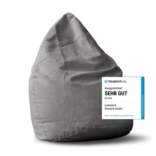 Sitzsack Microvelours 60x45cm grau für Kinder und Erwachsene