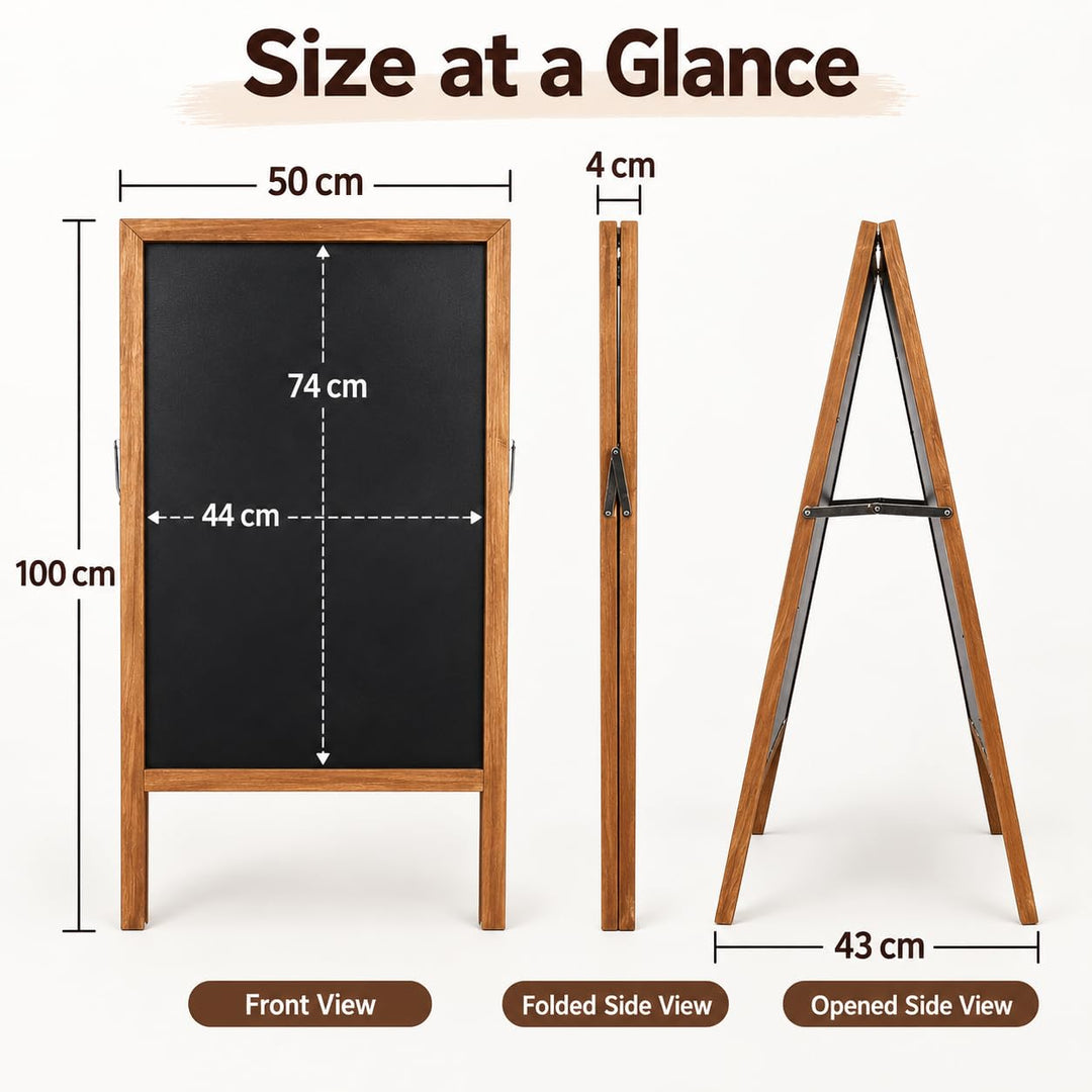 Kreidetafel Aufsteller magnetisch beidseitig 100×50 cm Holzrahmen - Bild 3