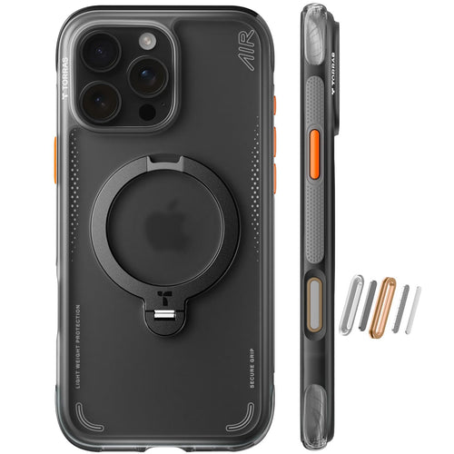 iPhone 16 Pro Max Hülle Schwarz mit MagSafe & 360°-Ständer