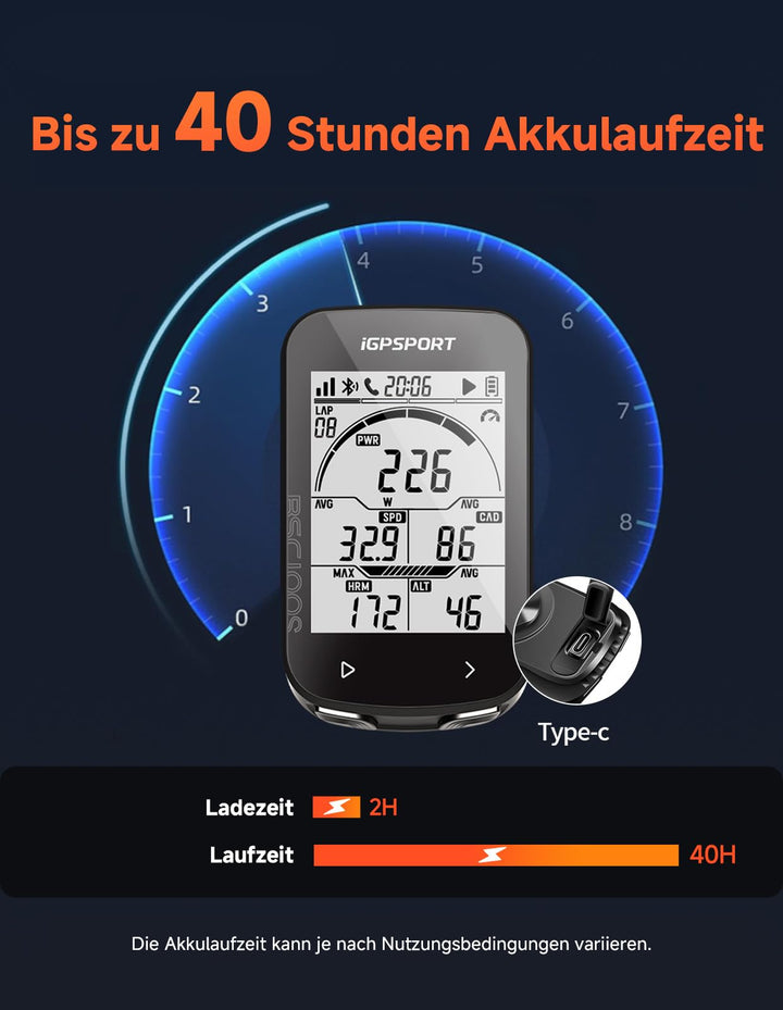 GPS Fahrradcomputer kabellos 5-Satelliten ANT+ Bluetooth 2,6 Zoll - Bild 7