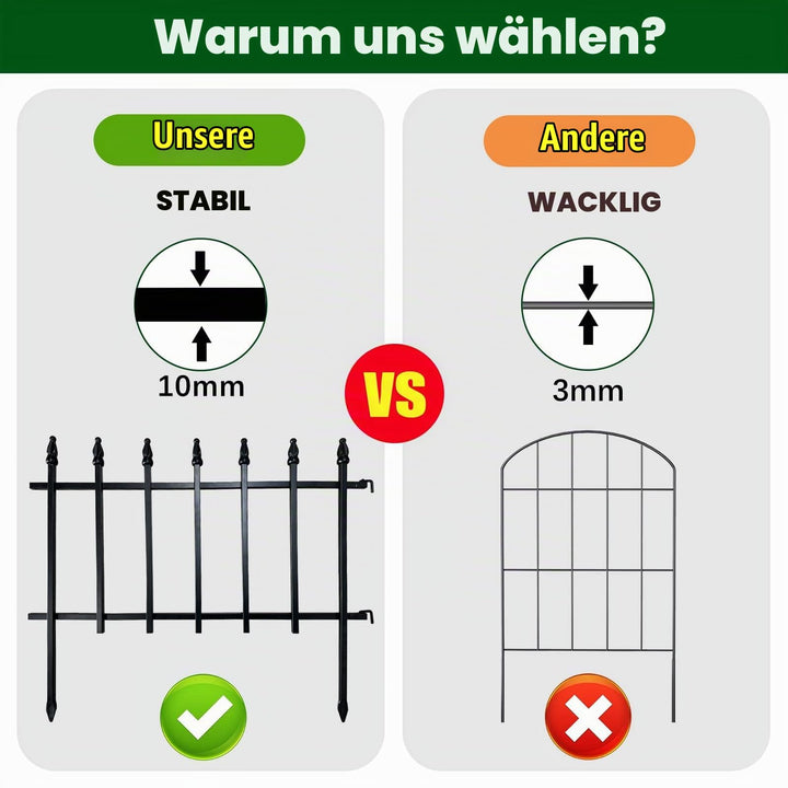 Metall-Gartenzaun Beetbegrenzung 45cm schwarz pulverbeschichtet 5er-Set - Bild 8