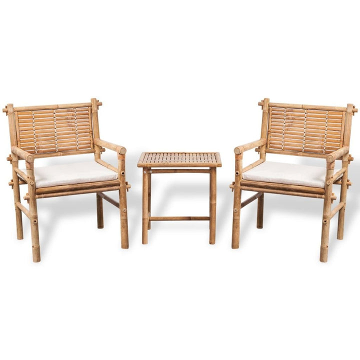 Bistro-Set Bambus 3-teilig mit Sitzkissen für Balkon &amp; Terrasse - Bild 7