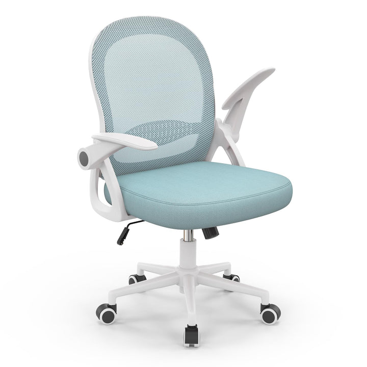 Bürostuhl Mesh Rückenlehne Blau mit klappbaren Armlehnen höhenverstellbar