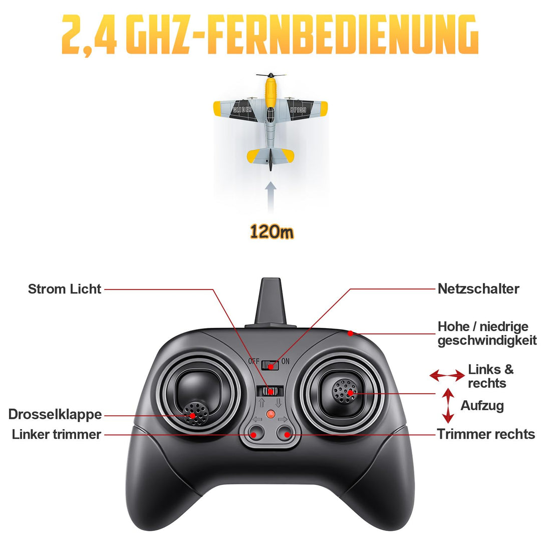 RC Flugzeug BF-109 Warbird 3-Kanal mit Gyro-Stabilisierung für Einsteiger - Bild 6