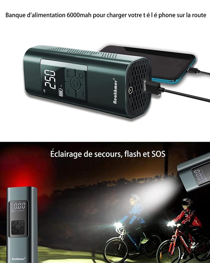 Akku-Luftkompressor 150 PSI 6000 mAh mit Auto-Stopp für Reifen - Bild 7