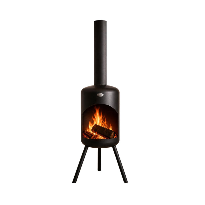 Terrassenofen Stahl 39x39x147 cm mit Grillrost schwarz