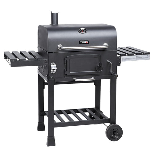 Holzkohle-Smoker Standgrill mit Räucherfunktion, klappbare Seitentische