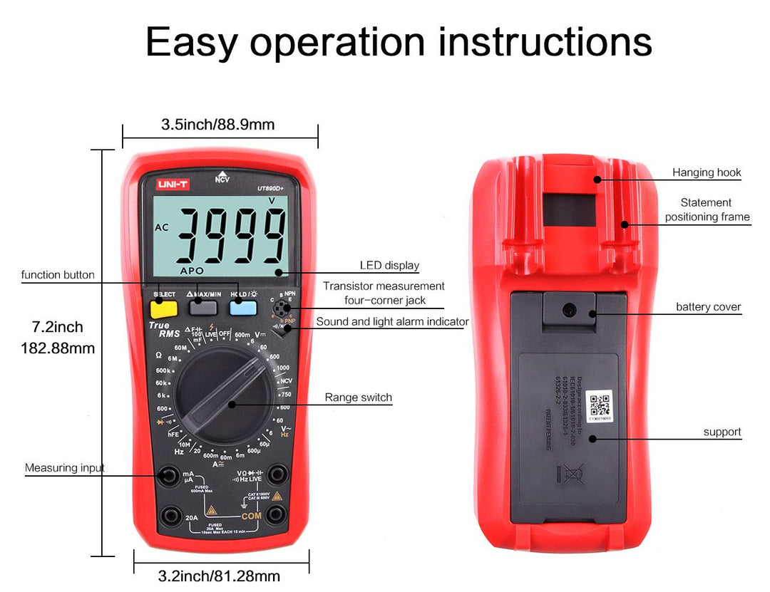Multimeter True RMS AC/DC mit NCV Phasenerkennung und LCD-Beleuchtung - Bild 2