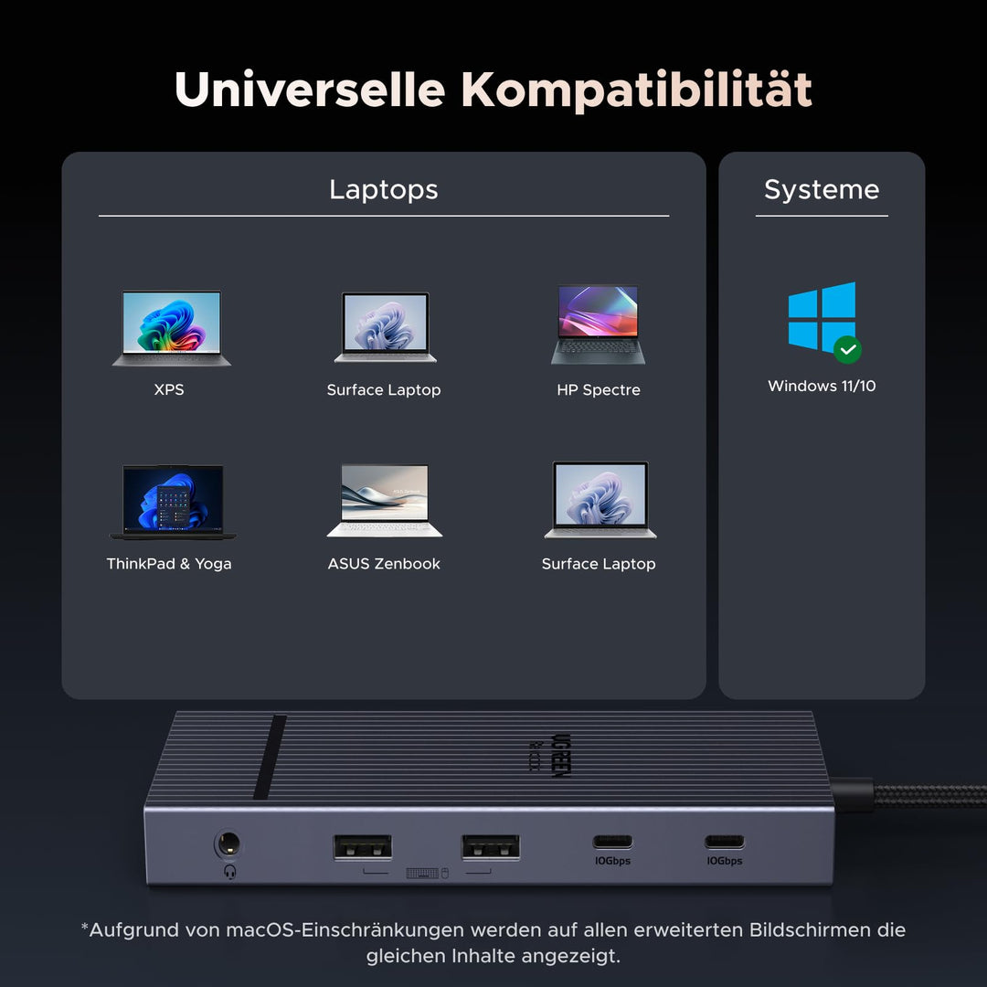 Docking Station Dual Monitor 4K USB-C mit 100W PD &amp; Gigabit-Ethernet - Bild 8