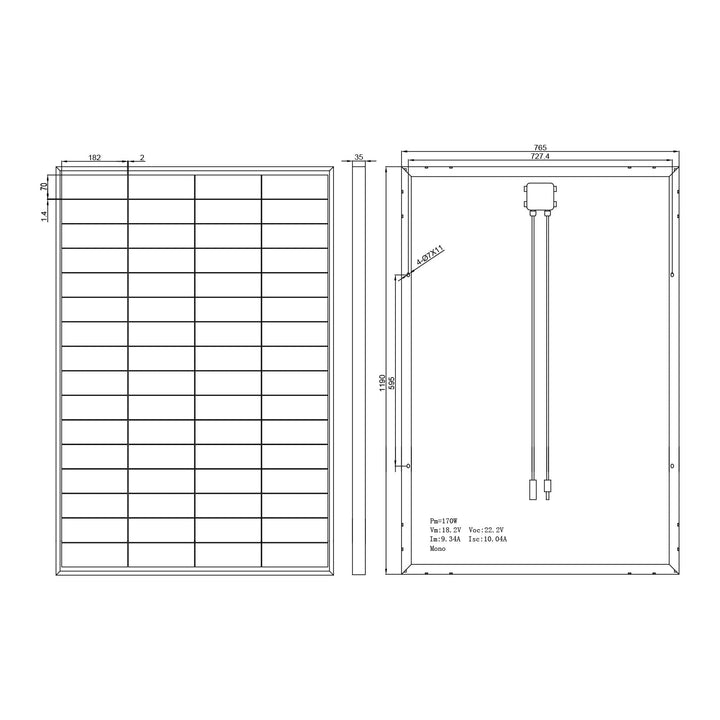 Solarpanel 170W 12V Monokristallin PERC für Wohnmobil und Boot - Bild 6