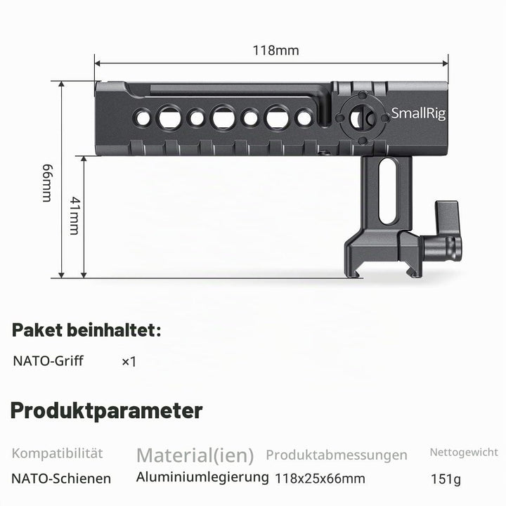 Kamera Top Handle NATO-Klemme 2x Cold Shoe Aluminium für Cage-Rigs - Bild 9
