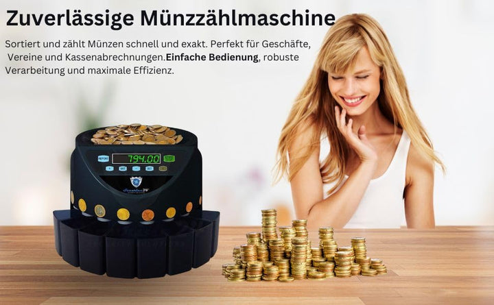 Münzzähler &amp; Münzsortierer Euro gewerblich 7-stellig Schwarz - Bild 8
