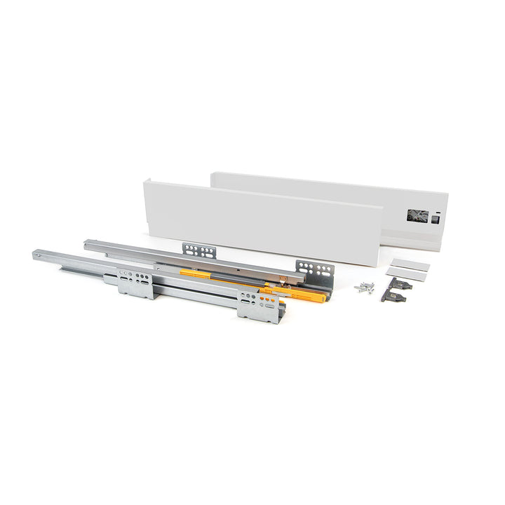 Schubkastengarnitur Stahl Weiss Vollauszug mit Dämpfung 138mm x 350mm