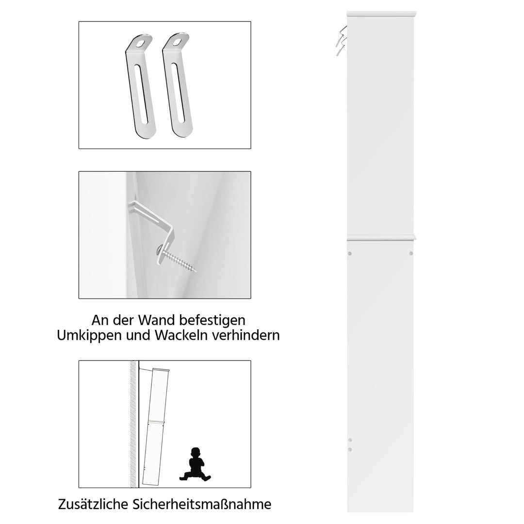 Überbauschrank Waschmaschine WC 180 cm Hochschrank MDF Weiss - Bild 6