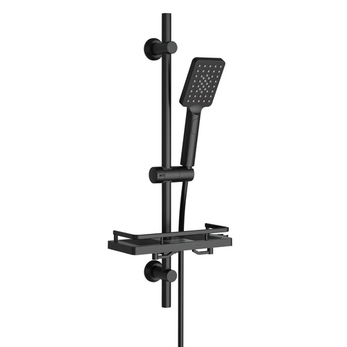 Duschstange mit Handbrause Edelstahl 70 cm Matt Schwarz 3 Strahlarten