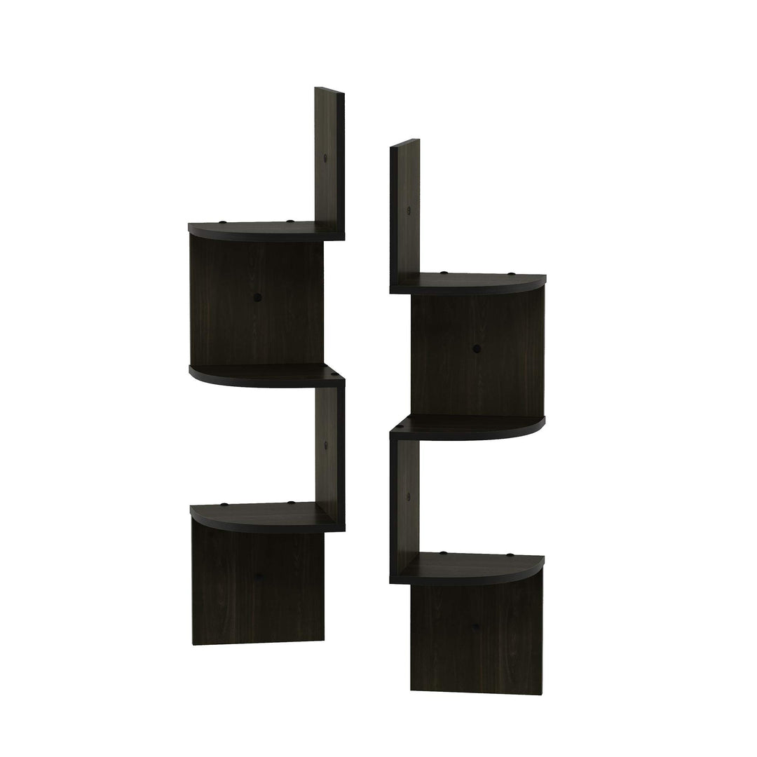 Eckregal schwebend Wandmontage 3 Ebenen Espresso 2er-Set - Bild 7