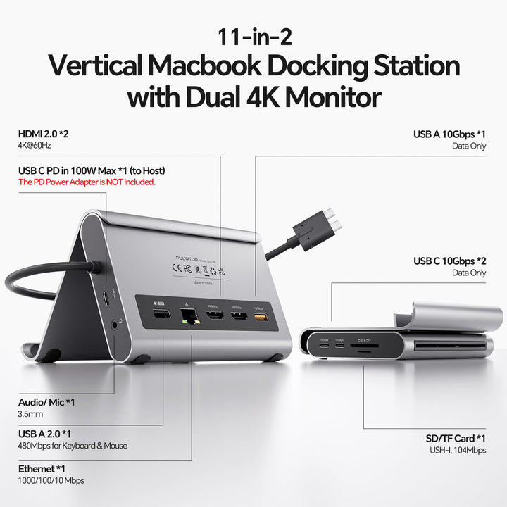 USB-C Dockingstation MacBook 11-in-2 Dual 4K@60Hz mit Laptop-Ständer - Bild 3