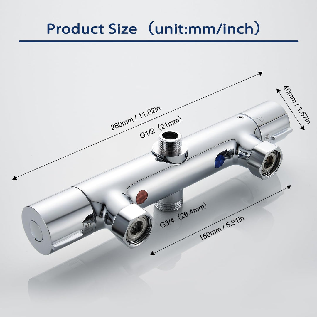 Dusch-Thermostatarmatur Aufputz Messing 2 Auslässe Chrom - Bild 6