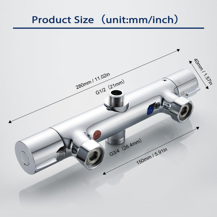 Dusch-Thermostatarmatur Aufputz Messing 2 Auslässe Chrom - Bild 6